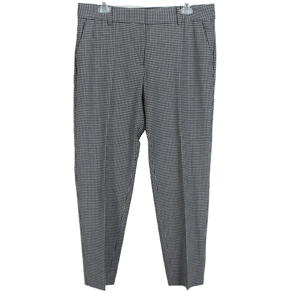 Talbots Hampshire Ankle Pants Womens Size 10 Black Gray Check Tapered Leg